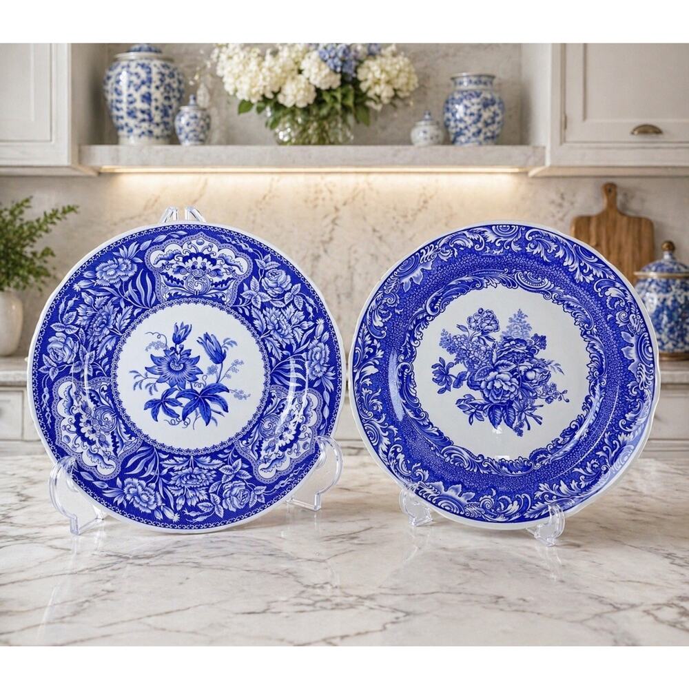 The Spode Blue Room Collection Floral Byron Groups 10" Dinner Plate Set Of 2